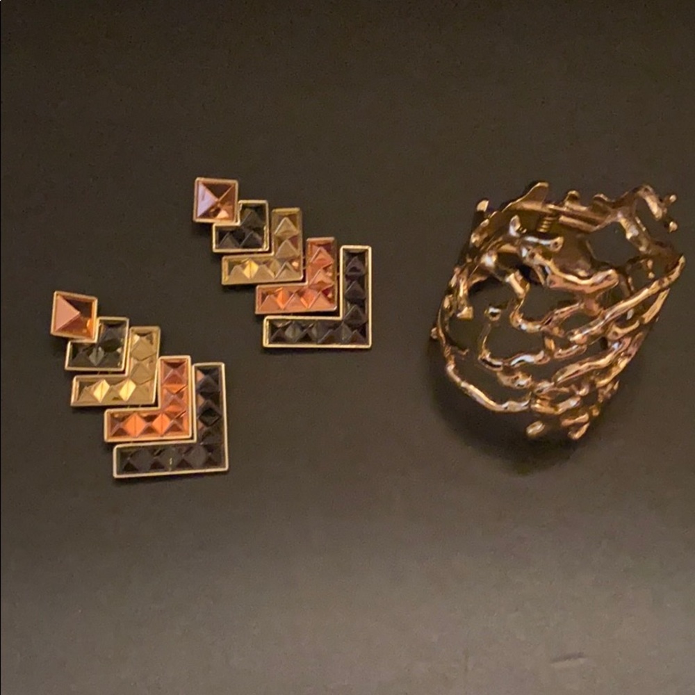 Tri colored bold statement earrings